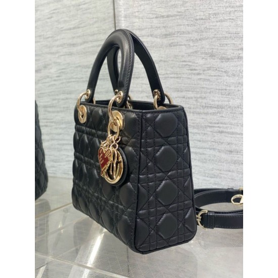 Replica Dior Dioramour Small Lady Dior Bag Cannage Black Fake