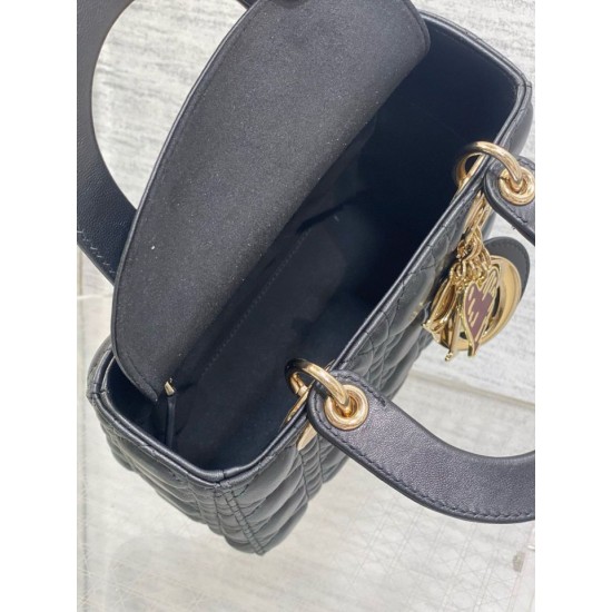 Replica Dior Dioramour Small Lady Dior Bag Cannage Black Fake