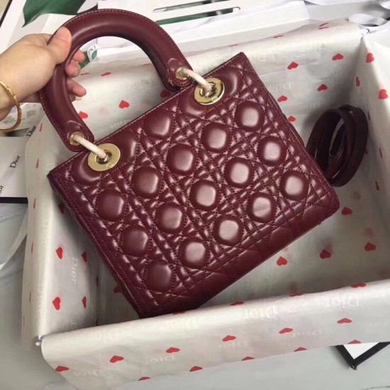 Replica Dior Medium Lady Dior Bag Bordeaux Fake