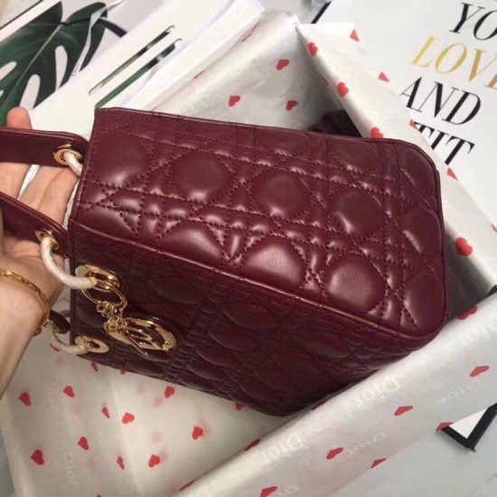 Replica Dior Medium Lady Dior Bag Bordeaux Fake