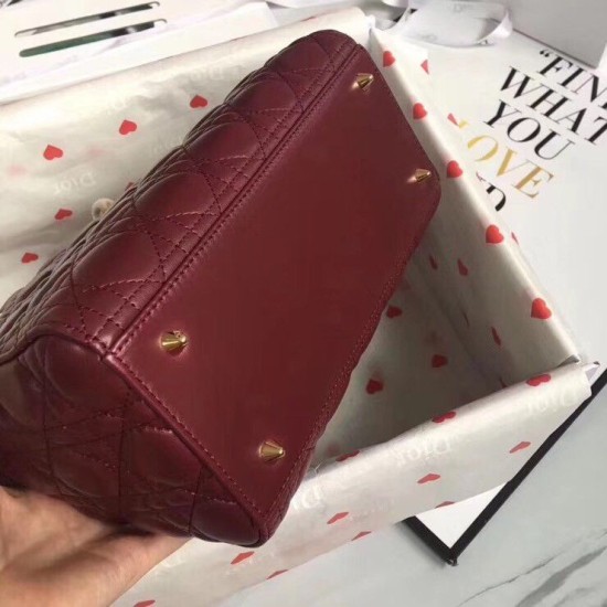 Replica Dior Medium Lady Dior Bag Bordeaux Fake