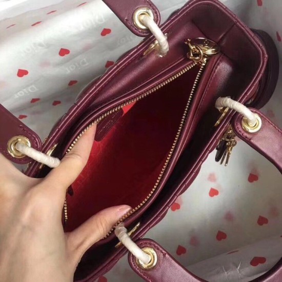 Replica Dior Medium Lady Dior Bag Bordeaux Fake
