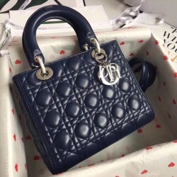 Replica Dior Medium Lady Dior Bag Cannage Blue Fake