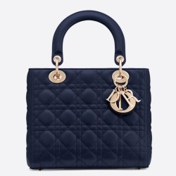 Replica Dior Medium Lady Dior Bag Cannage Blue Fake