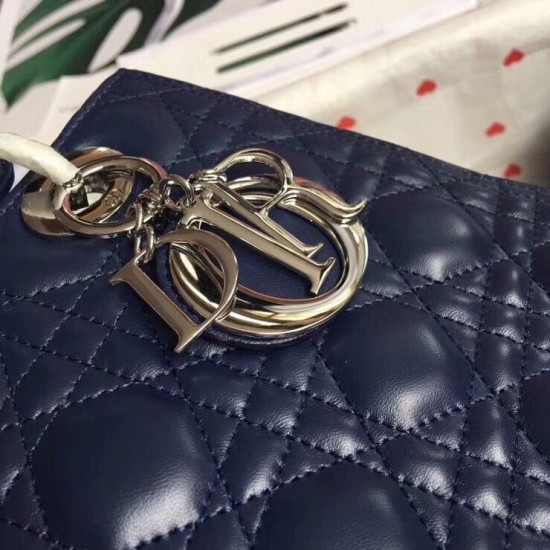 Replica Dior Medium Lady Dior Bag Cannage Blue Fake