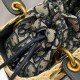 Replica Dior Medium Lady Dior Bag Wicker and Oblique Jacquard Blue Fake