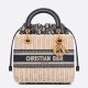Replica Dior Medium Lady Dior Bag Wicker and Oblique Jacquard Blue Fake