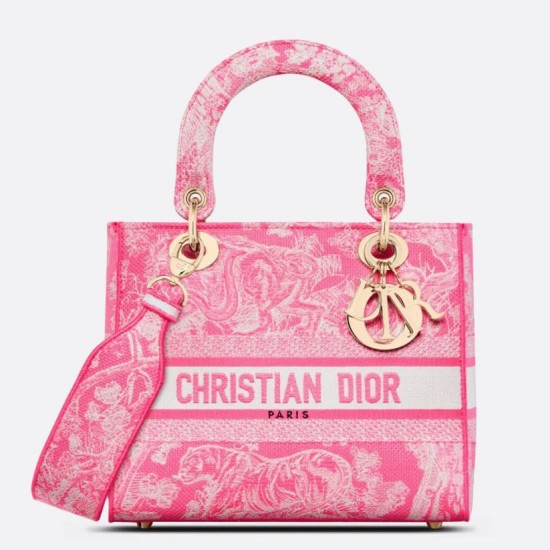 Replica Dior Medium Lady D-Lite Bag Toile de Jouy Reverse Embroidery Pink Fake Replica Dior Medium Lady D-Lite Bag Toile de Jouy Reverse Embroidery Pink Fake