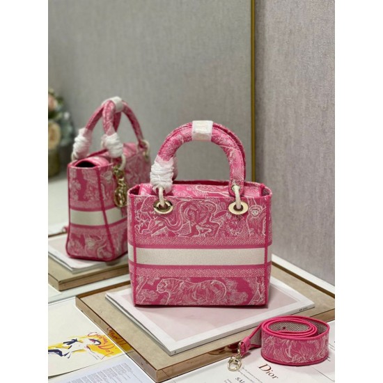 Replica Dior Medium Lady D-Lite Bag Toile de Jouy Reverse Embroidery Pink Fake Replica Dior Medium Lady D-Lite Bag Toile de Jouy Reverse Embroidery Pink Fake