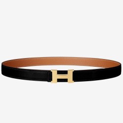 Replica Hermes Mini Constance 24mm Reversible Belt Black/Gold
