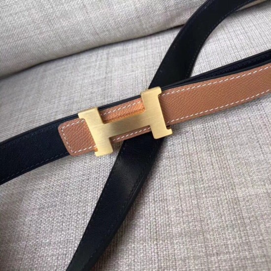 Replica Hermes Mini Constance 24mm Reversible Belt Black/Gold