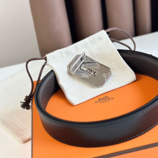 Replica Hermes Neo Reversible Belt 32MM Chocolate Clemence