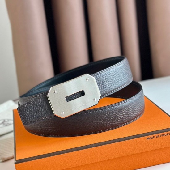 Replica Hermes Neo Reversible Belt 32MM Chocolate Clemence