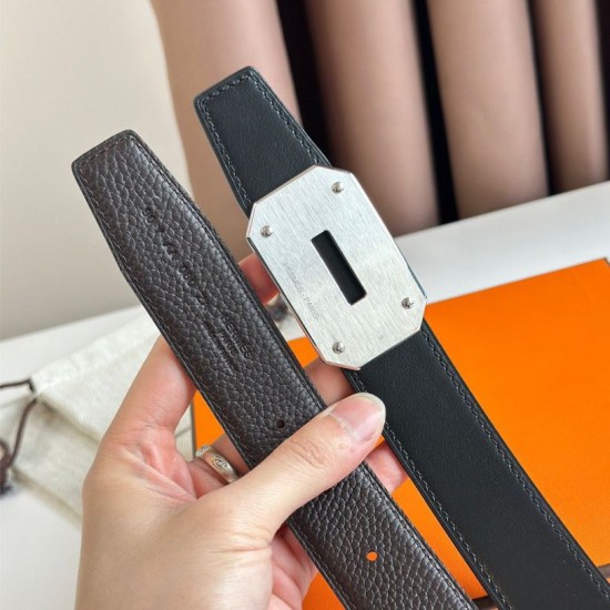 Replica Hermes Neo Reversible Belt 32MM Chocolate Clemence