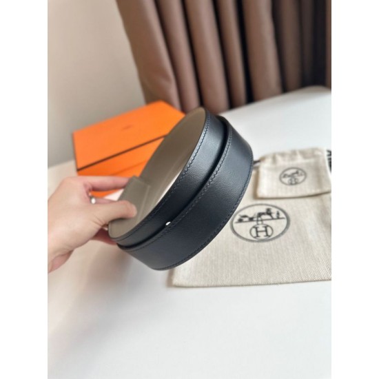 Replica Hermes Romain 35MM Belt Gray/Black Clemence