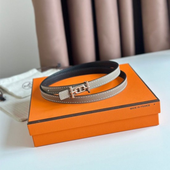Replica Hermes Gamma 13mm Reversible Belt Epsom Taupe Gray/Black