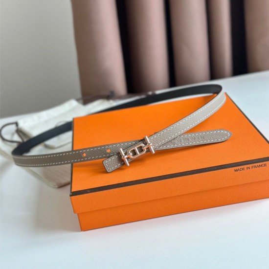 Replica Hermes Gamma 13mm Reversible Belt Epsom Taupe Gray/Black