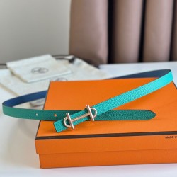 Replica Hermes Gamma 13mm Reversible Belt Epsom Taupe Green/Blue