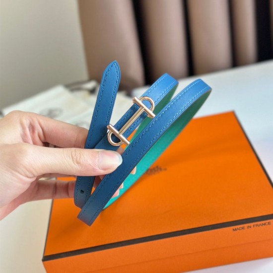 Replica Hermes Gamma 13mm Reversible Belt Epsom Taupe Green/Blue