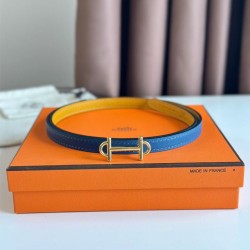 Replica Hermes Gamma 13mm Reversible Belt Epsom Taupe Swift Yellow/Blue