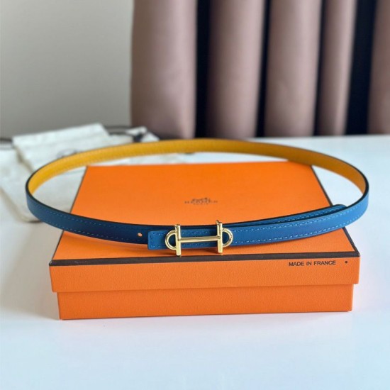 Replica Hermes Gamma 13mm Reversible Belt Epsom Taupe Swift Yellow/Blue