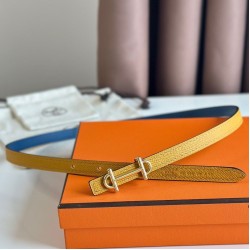 Replica Hermes Gamma 13mm Reversible Belt Epsom Taupe Swift Yellow/Blue