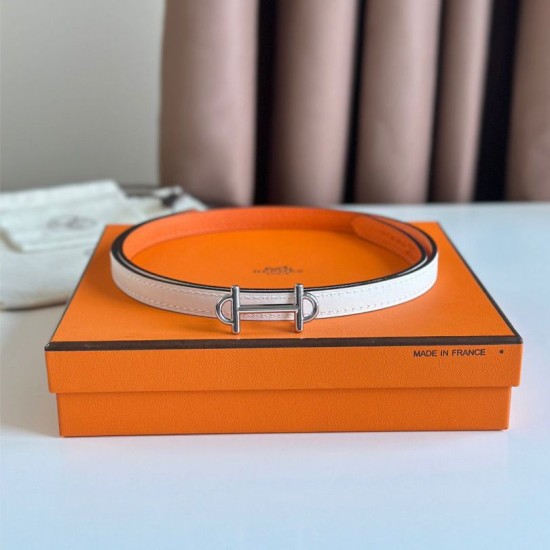 Replica Hermes Gamma 13mm Reversible Belt Epsom Taupe Swift White/Orange