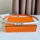 Replica Hermes Gamma 13mm Reversible Belt Epsom Taupe Swift White/Orange