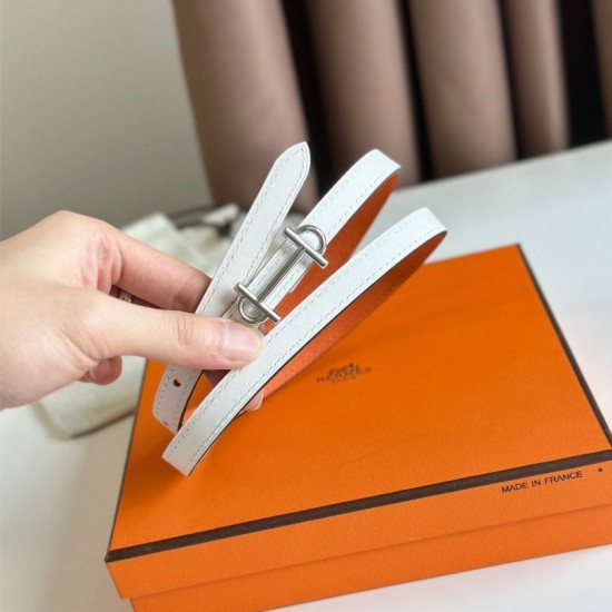 Replica Hermes Gamma 13mm Reversible Belt Epsom Taupe Swift White/Orange