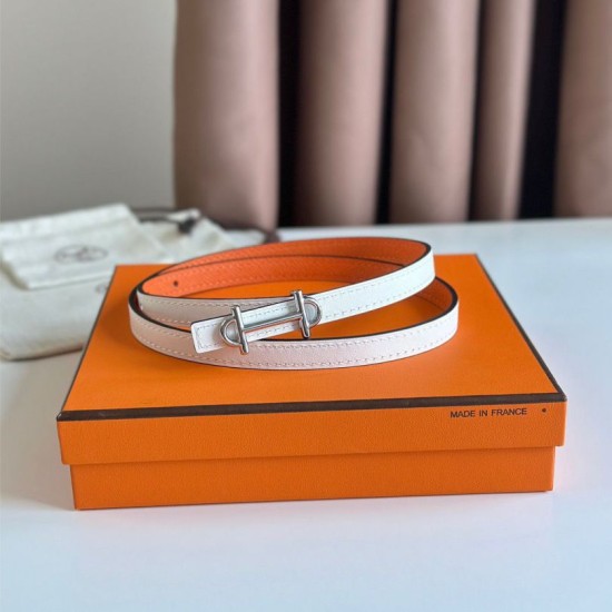 Replica Hermes Gamma 13mm Reversible Belt Epsom Taupe Swift White/Orange