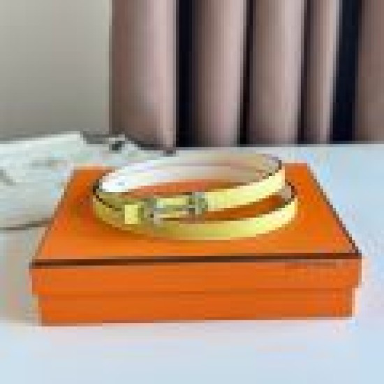 Replica Hermes Gamma 13mm Belt Reversible Epsom Taupe Swift White/Yellow