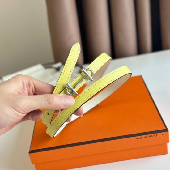 Replica Hermes Gamma 13mm Belt Reversible Epsom Taupe Swift White/Yellow