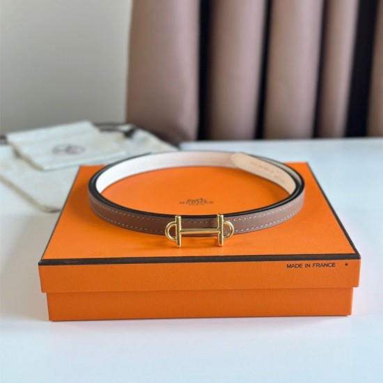 Replica Hermes Gamma 13mm Belt Epsom Taupe Swift White
