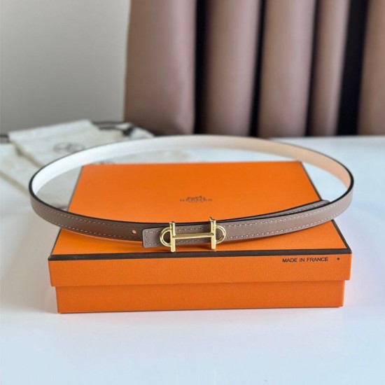 Replica Hermes Gamma 13mm Belt Epsom Taupe Swift White
