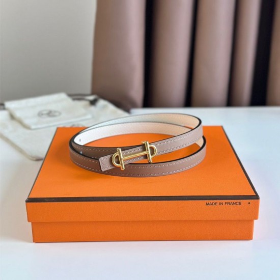 Replica Hermes Gamma 13mm Belt Epsom Taupe Swift White