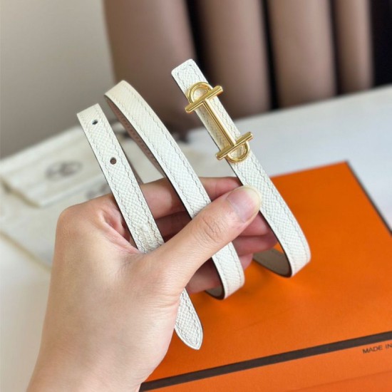 Replica Hermes Gamma 13mm Belt Epsom Taupe Swift White