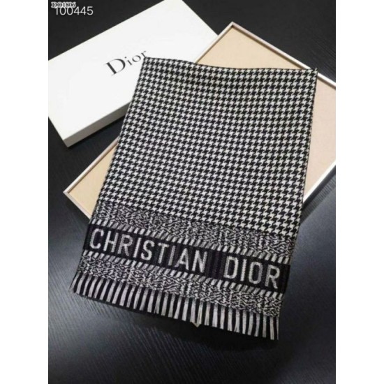 Replica Christian Dior Stole Wool Scarves Black/White Fake