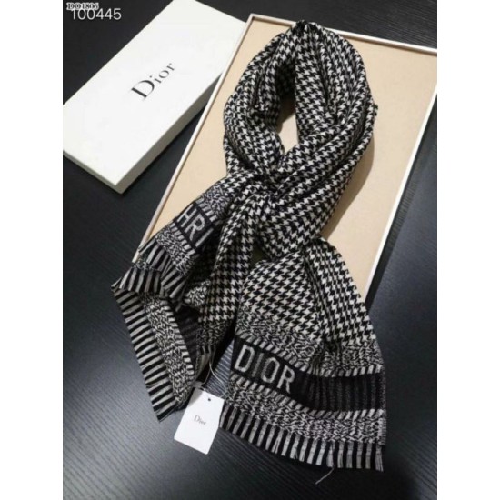 Replica Christian Dior Stole Wool Scarves Black/White Fake