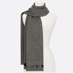 Replica Christian Dior Stole Wool Scarves Black/White Fake
