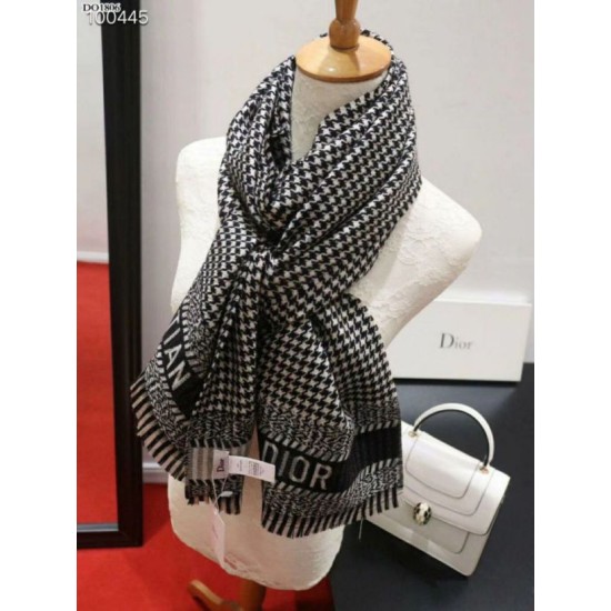 Replica Christian Dior Stole Wool Scarves Black/White Fake