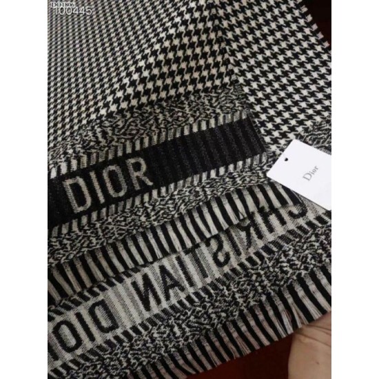 Replica Christian Dior Stole Wool Scarves Black/White Fake