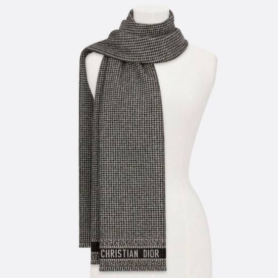Replica Christian Dior Stole Wool Scarves Black/White Fake