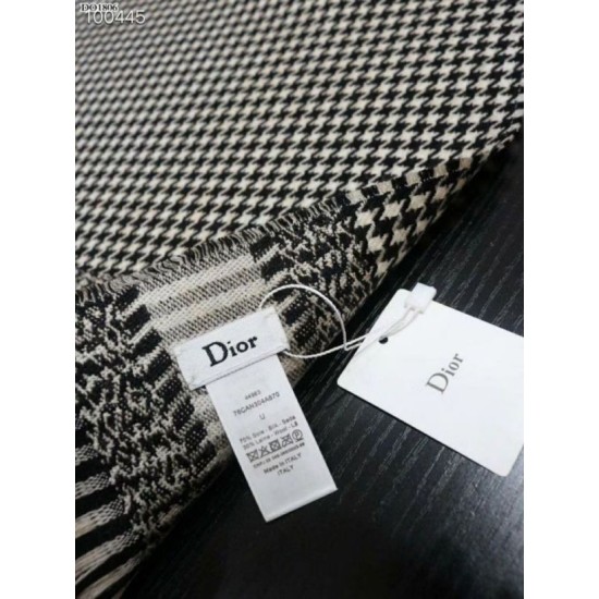 Replica Christian Dior Stole Wool Scarves Black/White Fake