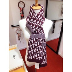 Replica Dior CD Oblique Stole Wool and Cashmere Bordeaux Fake