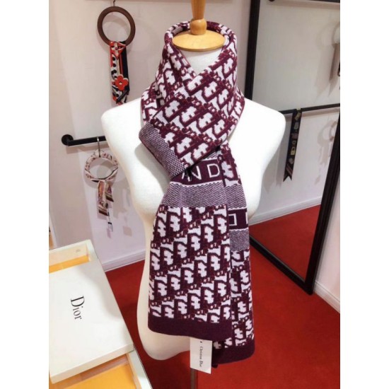 Replica Dior CD Oblique Stole Wool and Cashmere Bordeaux Fake