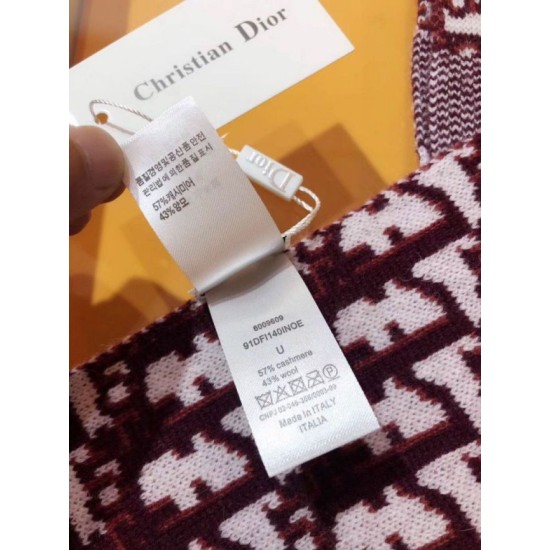 Replica Dior CD Oblique Stole Wool and Cashmere Bordeaux Fake