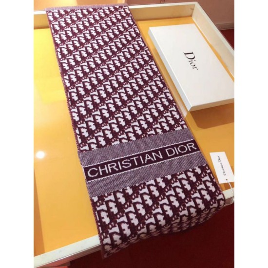 Replica Dior CD Oblique Stole Wool and Cashmere Bordeaux Fake