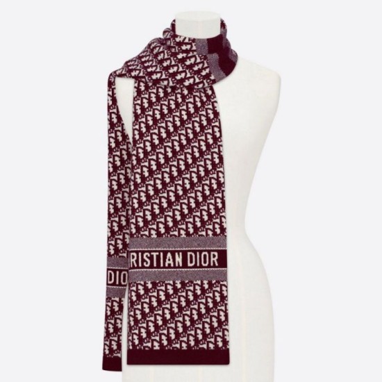 Replica Dior CD Oblique Stole Wool and Cashmere Bordeaux Fake