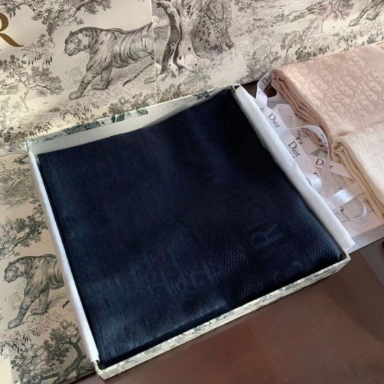 Replica Dior Oblique Shawl 140 CM Navy Blue Fake