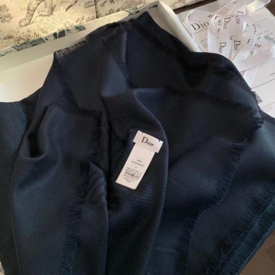 Replica Dior Oblique Shawl 140 CM Navy Blue Fake